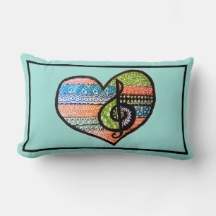 Coussin Rectangle Musique Arc-en-ciel coloré Doodle Coeur Pour Custo