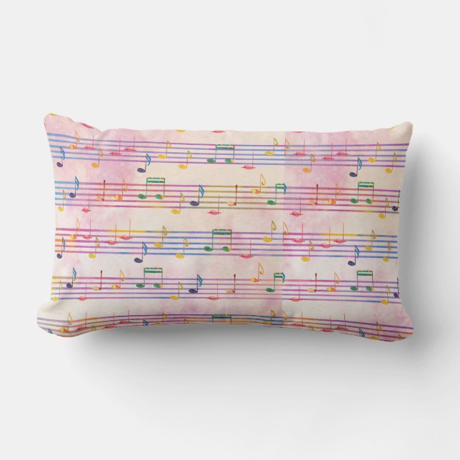 Coussin Rectangle Musique multicolore colorée Note musicienne (Recto)