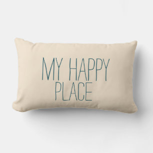 Coussin Rectangle My Happy Place Bleu et Beige mignon Dormir