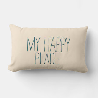Coussin Rectangle My Happy Place Bleu et Beige mignon Dormir