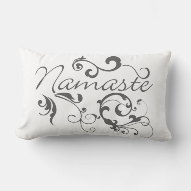 Coussin Rectangle Namaste dans des remous gris-foncé (Recto)