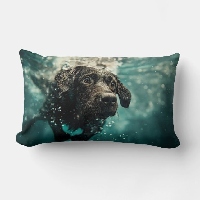 Coussin Rectangle Natation Labrador Chiot Design sous-marin (Recto)