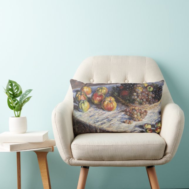 Coussin Rectangle Nature morte avec pommes et raisins de Claude Mone (Chaise)
