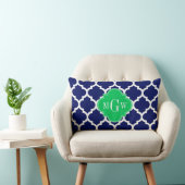 Coussin Rectangle Navy Blanc Marocain #5 Émeraude 3 Initiale Monogra (Chaise)
