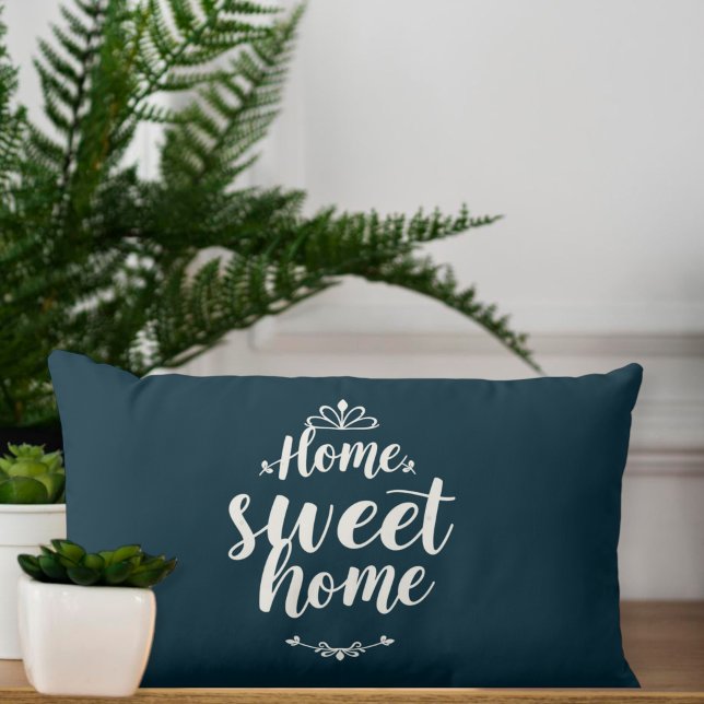 Coussin Rectangle Navy Blue Home Sweet Home Script Lumbar Pillow (Créateur téléchargé)