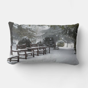 Coussin Rectangle Neige d'hiver dans le parc