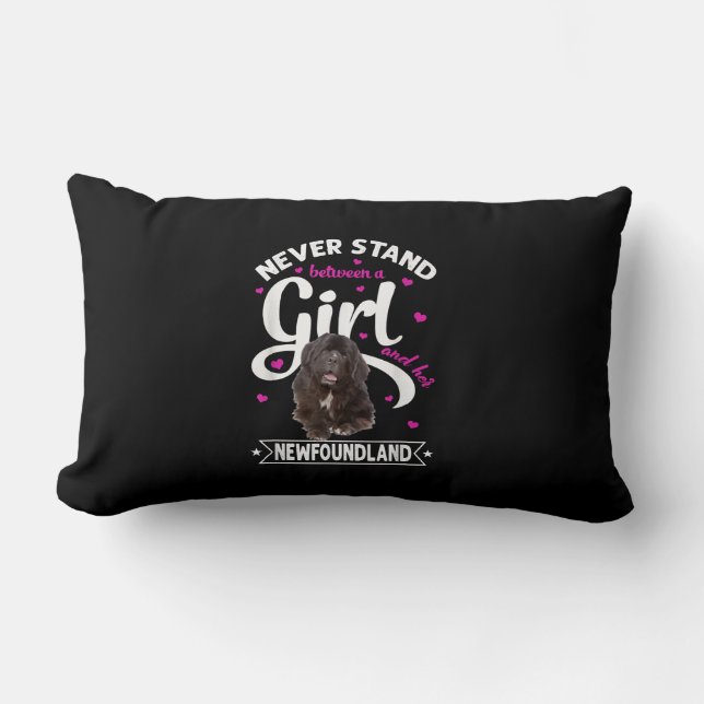 Coussin Rectangle Never a between a girl and her newfoundland (Recto)