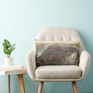 Coussin Rectangle New York City vintage, Manhattan, pont de Brooklyn