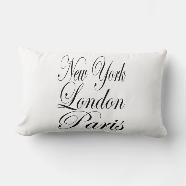 Coussin Rectangle New York Londres Paris - Typographie Slogan (Recto)