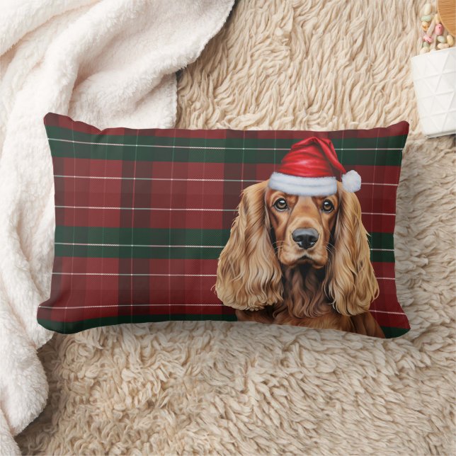 Coussin Rectangle Noël amateur de chien Cocker Spaniel plaid de fête (Couverture)