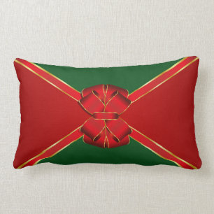 Coussin Rectangle Noël Bow rouge et vert