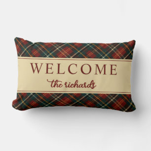 Coussin Rectangle Noël classique Rouge Tartan Plaid Accueil