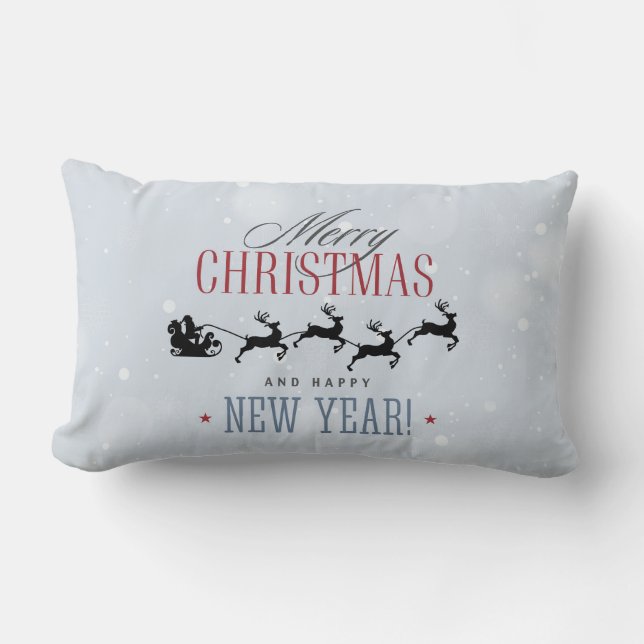 Coussin Rectangle Noël de Santa and his Flying (Recto)
