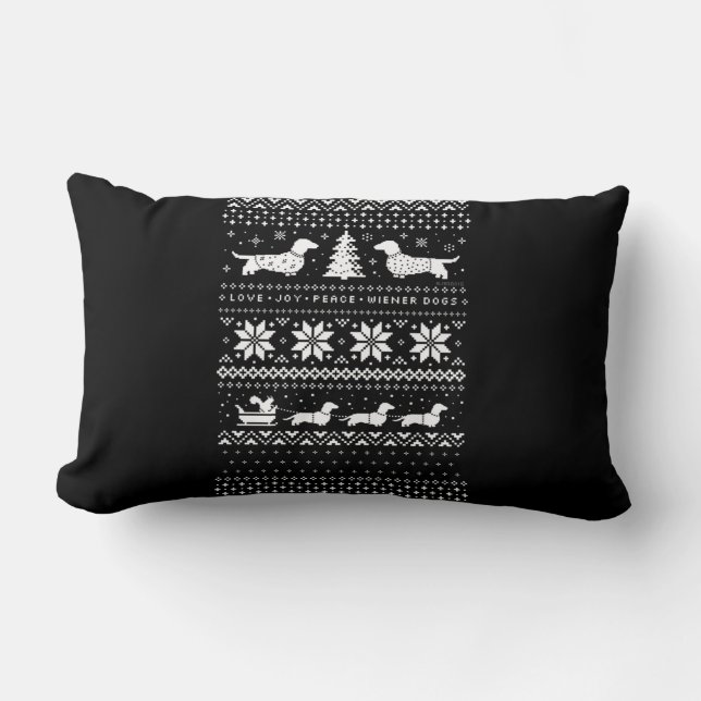 Coussin Rectangle Noël des Dachshunds (Recto)