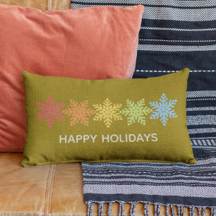 Coussin Rectangle Noël des flocons de neige colorés modernes