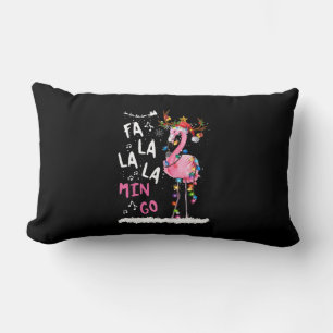 Coussin Rectangle Noël - Fa-La-La-Mingo Flamant rose avec Noël