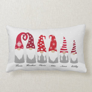 Coussin Rectangle Noël familial personnalisé Nouvel An Gnome Nain