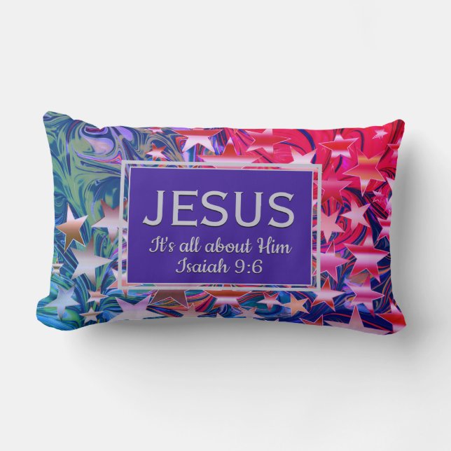 Coussin Rectangle Noël | JESUS | Ésaïe 9:6 | ABSTRAIT | PURPLE (Recto)