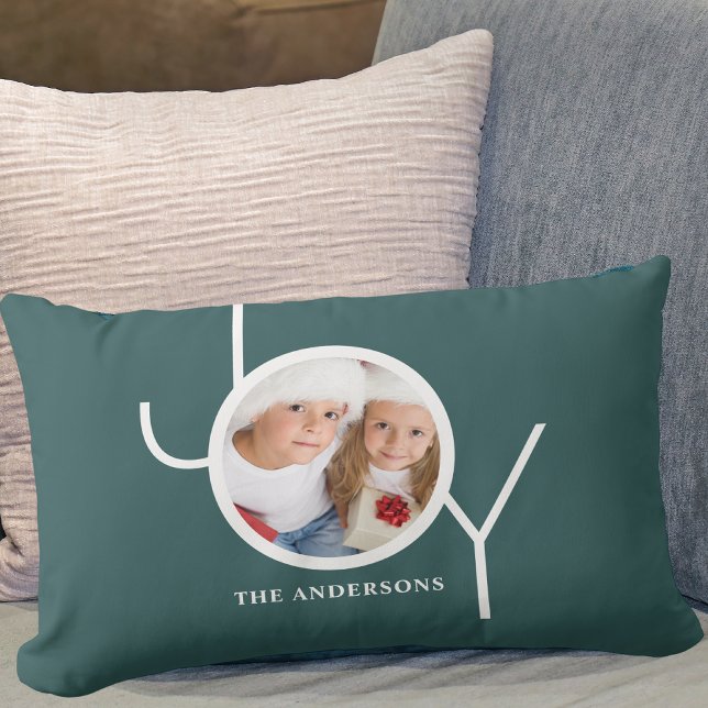 Coussin Rectangle Noël Joie Vacances photo verte (Créateur téléchargé)