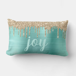 Coussin Rectangle Noël Joy Parties scintillant Drives Turquoise Meta