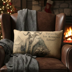 Coussin Rectangle Noël Krampus allemand vintage sombre
