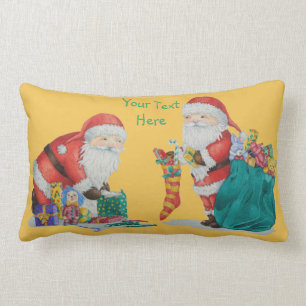 Coussin Rectangle Noël mignon de père avec des jouets et des cadeaux