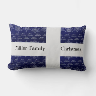 Coussin Rectangle Noël Nom de famille Blue White Snowflon