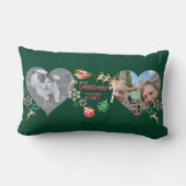 Coussin Rectangle Noël Père Noël et Reindeer 2 Photos Salutation (Verso)