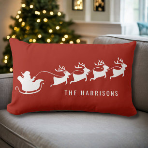 Coussin Rectangle Noël personnalisé traîneau du Père Noël