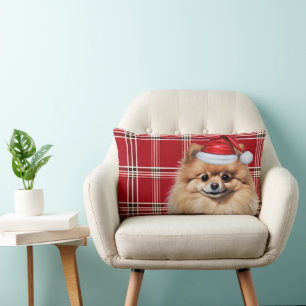 Coussin Rectangle Noël pour amateur de chiens Pomeranian Fêtes à car
