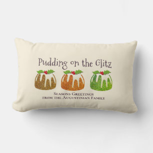 Coussin Rectangle Noël PUDING SUR GLITZ Crème festive