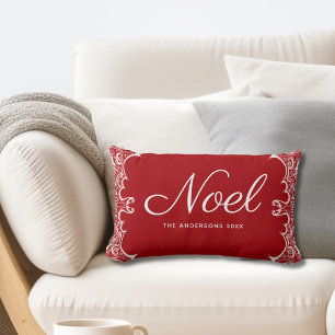 Coussin Rectangle Noel rouge moderne Noël personnalisé