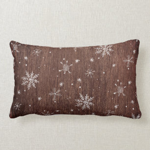 Coussin Rectangle Noël rustique de flocon de neige