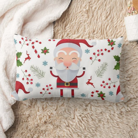 Coussin Rectangle « Noël « Santa au houx » » (Couverture)
