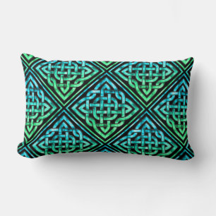 Coussin Rectangle Noeud celtique - Bleu diamant Vert