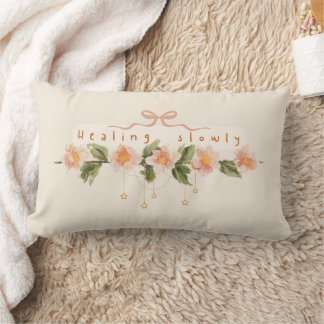 Coussin Rectangle Nœud rose coquette florale motivationnel