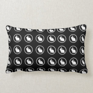 Coussin Rectangle Noir blanc classique lapin simple lapin de Pâques
