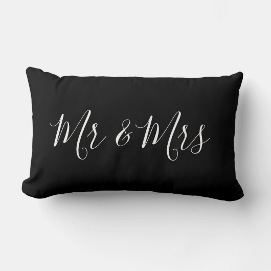 Coussin Rectangle Noir & Blanc M et Mme Personnalisé (Recto)