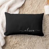 Coussin Rectangle Noir Blanc Moderne Minimaliste Élégant Monogramme (Couverture)