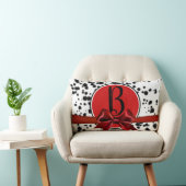 Coussin Rectangle Noir Blanc Rouge Arc Dalmatien Taches Fête d'anniv (Chaise)