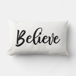 Coussin Rectangle Noir blanc Script croire Noël