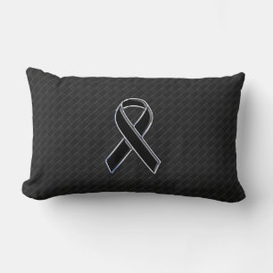 Coussin Rectangle Noir Chrome Style Ribbon Sensibilisation