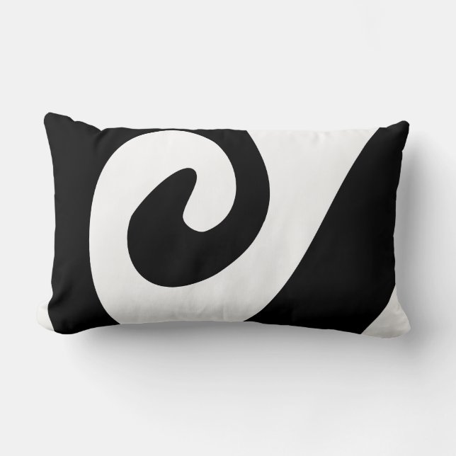 Coussin Rectangle Noir et blanc Abstrait organique moderne ondulé (Recto)