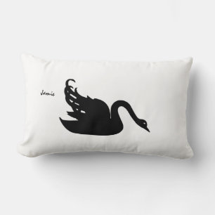 Coussin Rectangle Noir et Blanc Cygne N'importe quelle couleur