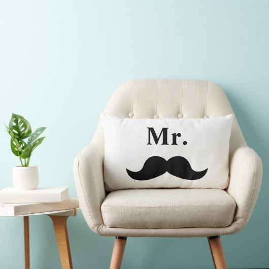 Coussin Rectangle Noir Et Blanc M. Mustache (Chaise)