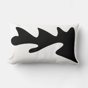 Coussin Rectangle Noir et Blanc Moderne Abstrait organique ondulé