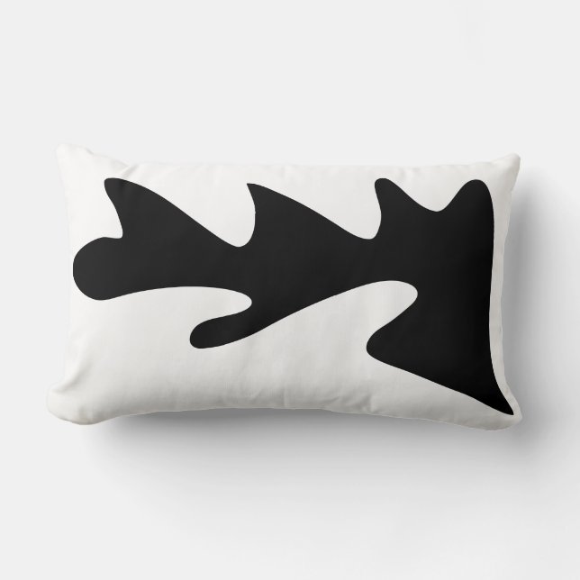 Coussin Rectangle Noir et blanc Moderne biologique Abstrait ondulé (Recto)
