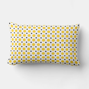 Coussin Rectangle noir et jaune à pois