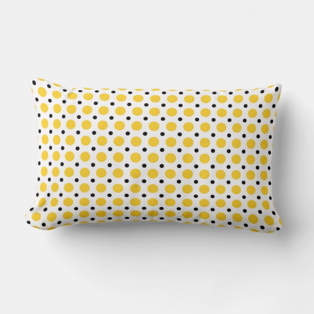 Coussin Rectangle noir et jaune à pois (Recto)