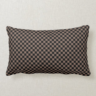 Coussin Rectangle Noir et marron taupe à carreaux